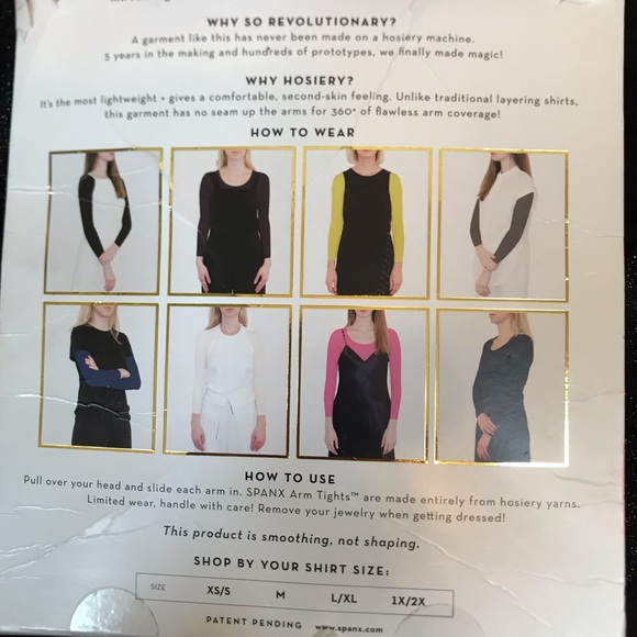 SPANX NEW Arm Tights Layering Piece in Gold Shimmer Crop Control Top Sheer Black - Picture 13 of 15